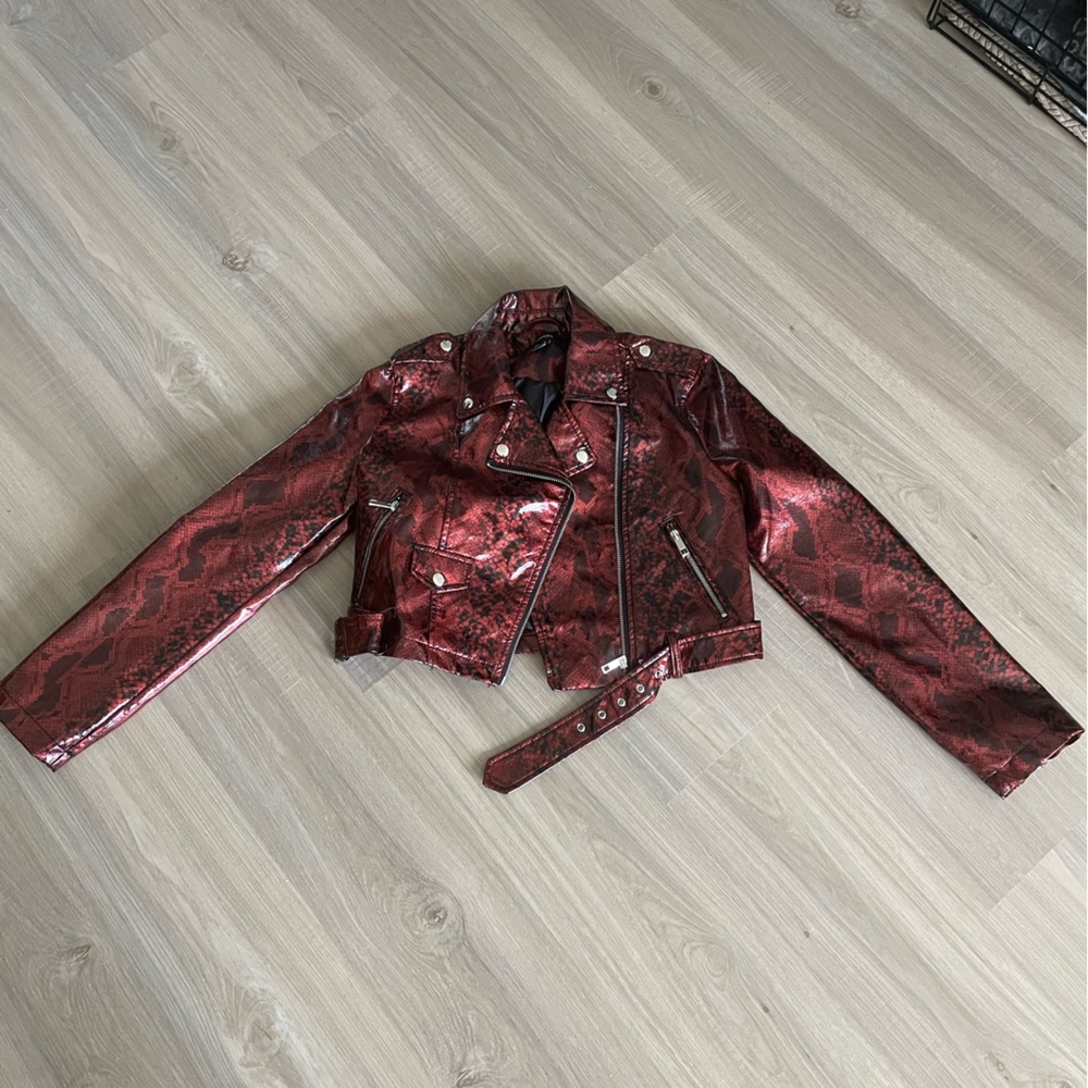 Forever 21 Red Snakeskin Jacket